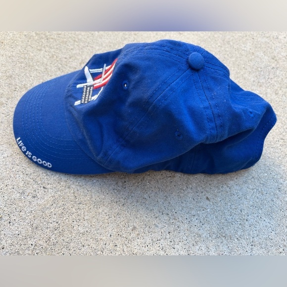 Life is Good Hat Blue Cap Adjustable One Size Summer Flag Beach Relax Strapback - Picture 3 of 8